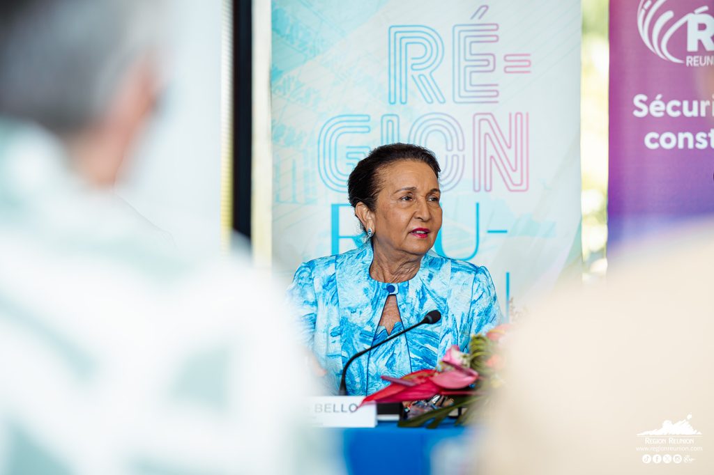 Huguette Bello, présidente de la Région Réunion, lors d'une intervention officielle